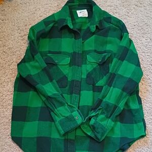 Aerie Green and Black Plaid Shirt